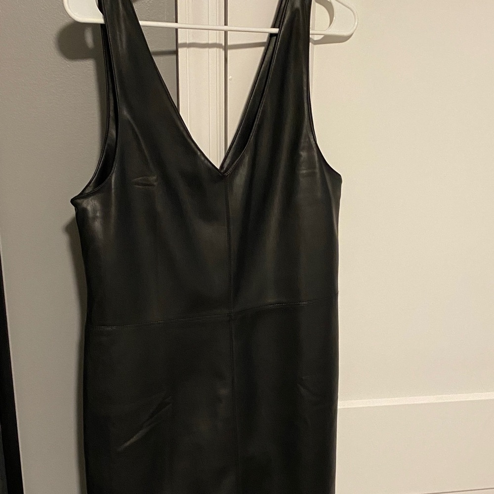 MANGO  faux Leather Black Dress